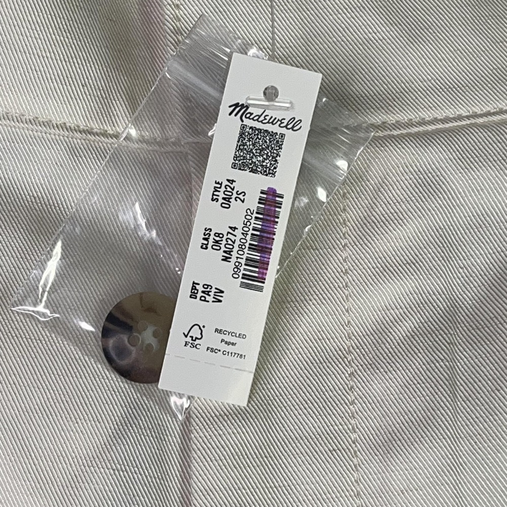 Madewell The Short Barrel Leg Trouser Pant Womens 2S Cream Twill FLAW NWT - Picture 5 of 11